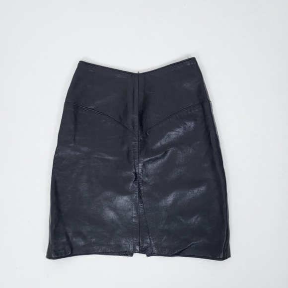 90’s Leather Pencil Skirt knee length mini midi high rise lined - Picture 6 of 11